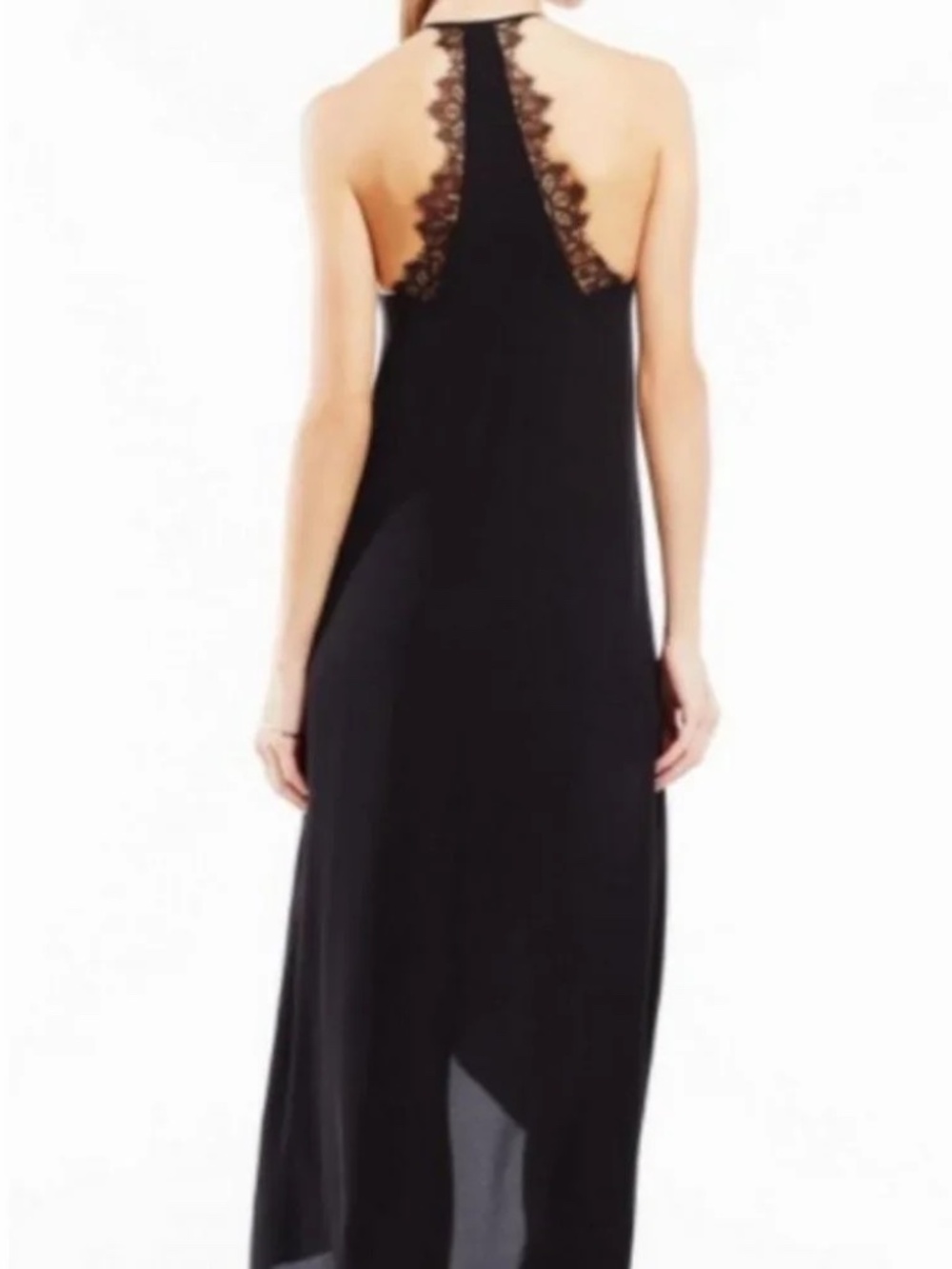 BCBG MaxAzria Black Lace Detail Cressidia Hi-Lo Dress Size S